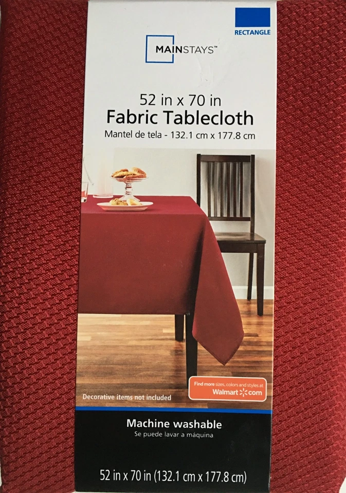 52x70 Rectangle Christmas Holiday Red Fabric Tablecloth 100% Polyester Mainstays - Image 2 of 4