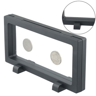 2Pcs 3D Floating Coin Display Frame Box Jewelry Holder Case with Stand Kits