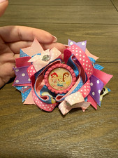 Disney Princess Grosgrain Ribbon Layered Bow Alligator Clip, Pink Polka Dot