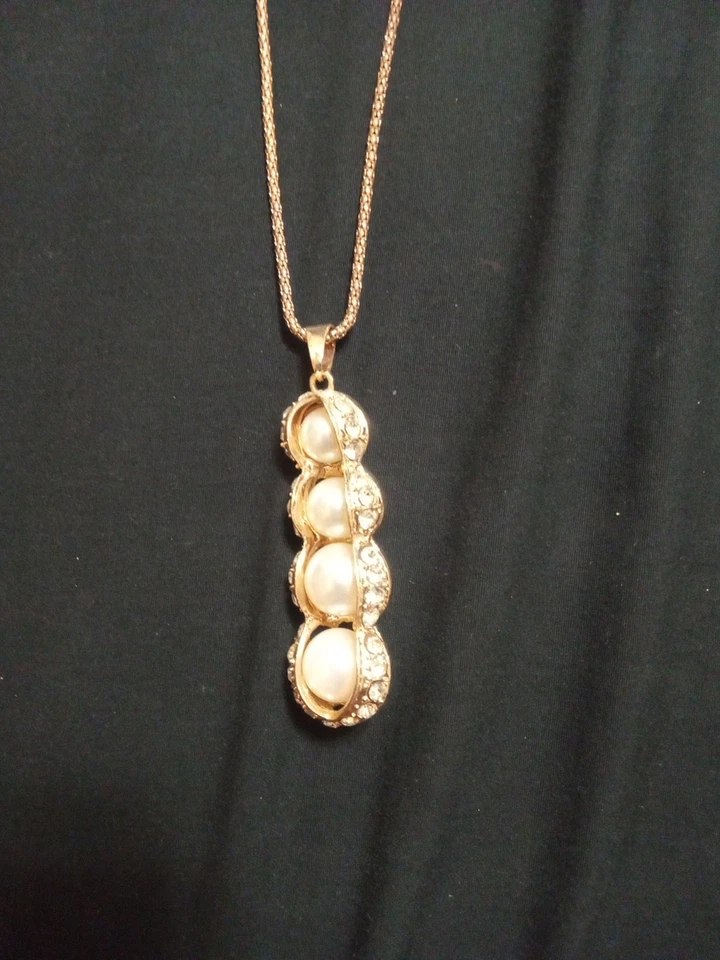 Betsey Johnson Perla Guisantes Cristal Cápsula Oro Rosa Colgante Collar Bolsa de Regalo Gratis Foto 2 de 3