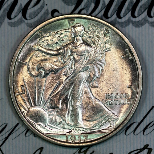 * 1917-P * NEAR+ GEM BU MS WALKING LIBERTY HALF-DOLLAR * FROM COLLECTION