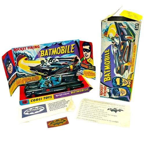 VTG 1966 Corgi Toys No. 267 Batmobile Die-Cast Model Car w/ Original Box & Pprwk