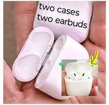  2 Apple Charging Cases, 2 AirPods 2nd Gen  Silicone Case LOT White-Read 