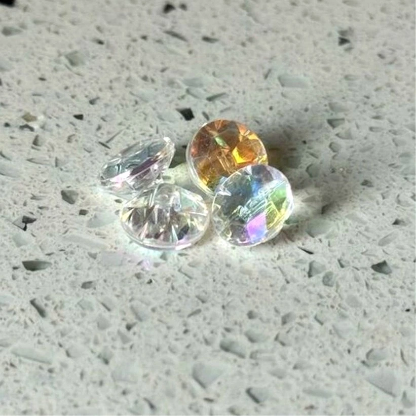 Vintage Y2K Set of 4 Iridescent Round Shank Buttons Crystal Decorative 1/2" - Image 4 of 4