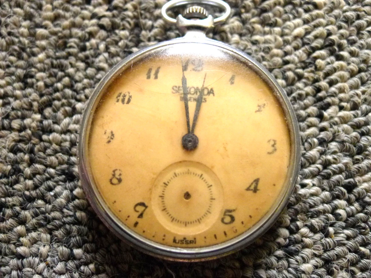 Reloj Bolsillo Sekonda 18J Caja Cromada Caballeros Frente Abierto Cuerda Manual .45mm. TLC.