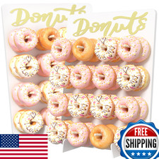 CORTNK Wooden Donut Wall Display Stand, 2PCS Holder for 32 Doughnuts, Board for