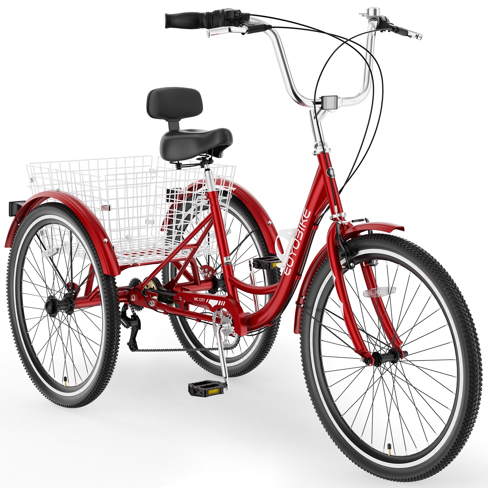 EOYOBIKE Adult Tricycle Three Wheel Beach Cruiser 7 Speed 24