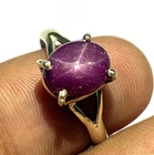 Natural Red Star Ruby Ring 925 Sterling Silver Star Ruby Engagement Ring For Her