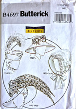 BUTTERICK PATTERN 4697 HATS BONNETS HISTORY MISSES SIZES S M L UNCUT FF