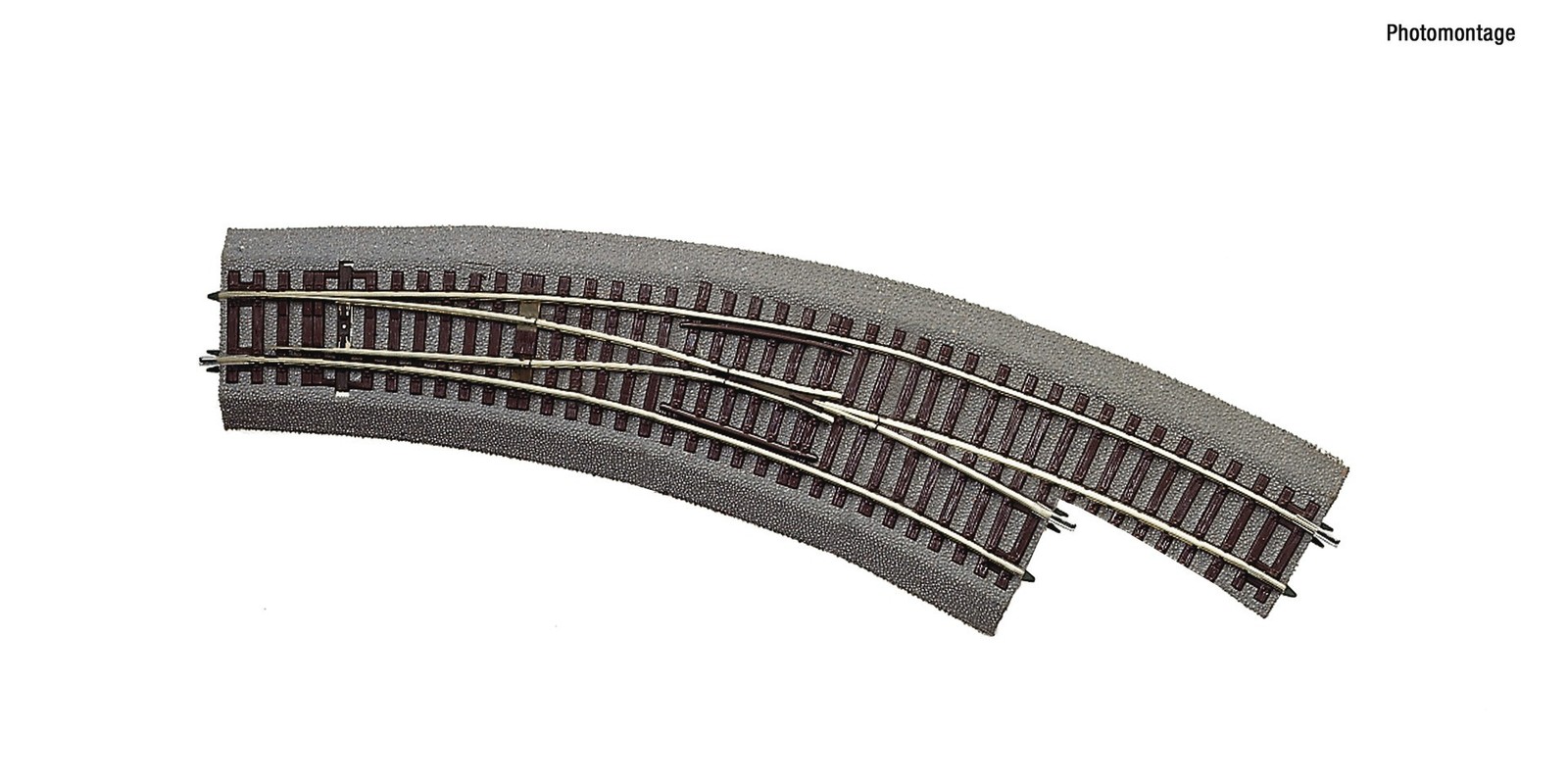 Aiguillage courbe droite BWr3/4 Rocoline 42573 à cœur alimenté anti-déraillement