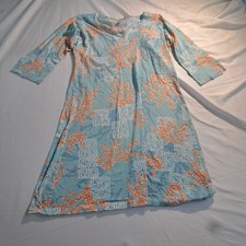 Whimsy Rose Womens Medium Kimono Jacket Light Blue Coral Print Beach Cover Up