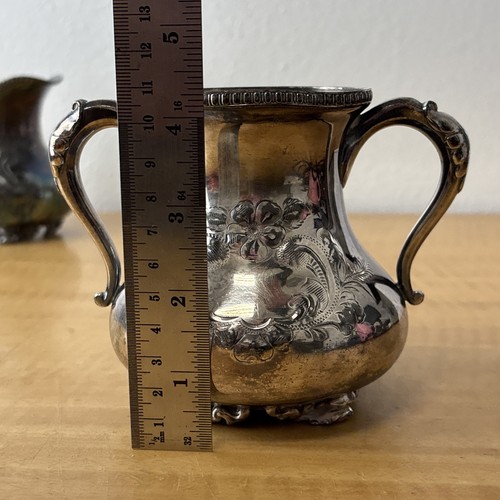 Antique Barbour Silver Co Quadruple Plate Creamer and Sugar Pot / Bowl Set 2415 - Picture 9 of 16