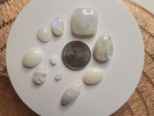 10 Moonstone Cabochons 113 Carats total Flashy Natural Stones