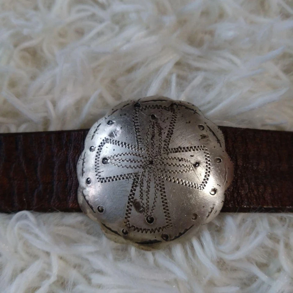 Cinturón Ralph Lauren Vintage Concho Cuero Estilo Navajo Marrón M Usado Bueno JPN Foto 4 de 4