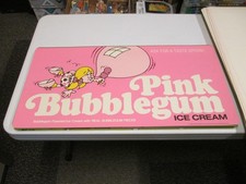 Baskin Robbins ice cream 1984 PINK BUBBLEGUM store display sign poster balloon