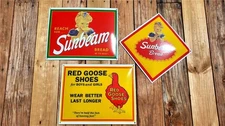 3 PORCELAIN SIGNS RED GOOSE SHOES FOR BOYS & GIRLS SUNBEAM BREAD AT HIS BEST