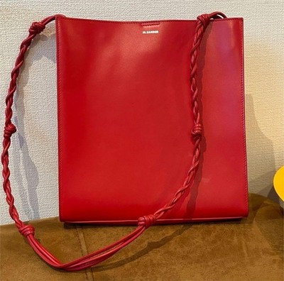 JIL SANDER Rare Color Tangle Medium Shoulder Bag Leather Red Authentic USED