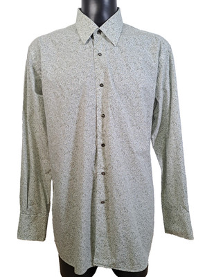 LAGERFELD Langarmshirt grün gepunktet Blasenmuster Herren Größe 45 / 124