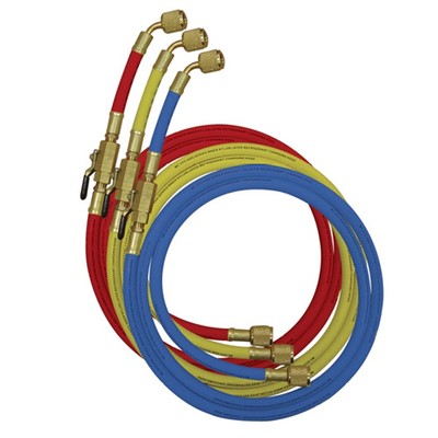 Mastercool 90262-72 Hose Set of 3, 72'' with Straight Manual Shut-Off