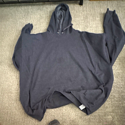 Black Solid Pullover Hoodie Hooded Kangaroo Pocket Unisex Adults Plus 3XL