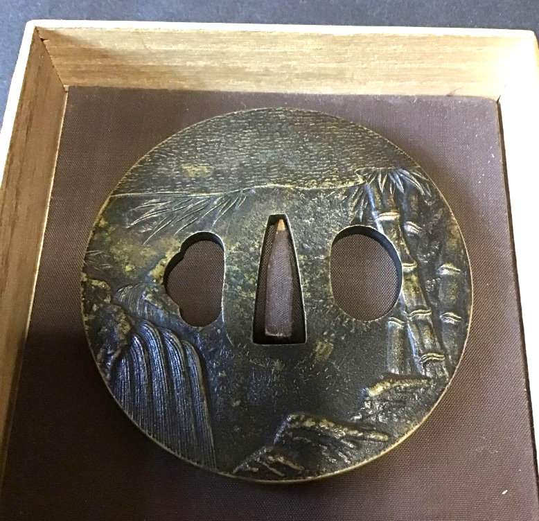 Высококачественный Японский Меч Цуба Охрана Меди EDO Период Из ЯПОНИИ С Коробкой - Изображение 2 из 4