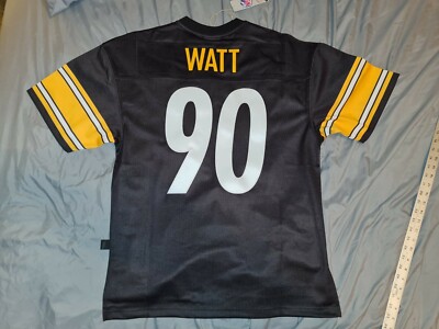 TJ WATT #90 PITTSBURGH STEELERS BIG FACE LOGO M&N FOOTBALL JERSEY