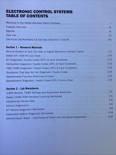 Harley Davidson University Electronic Control Systems WORKBOOK 2006 - Picture 3 of 8