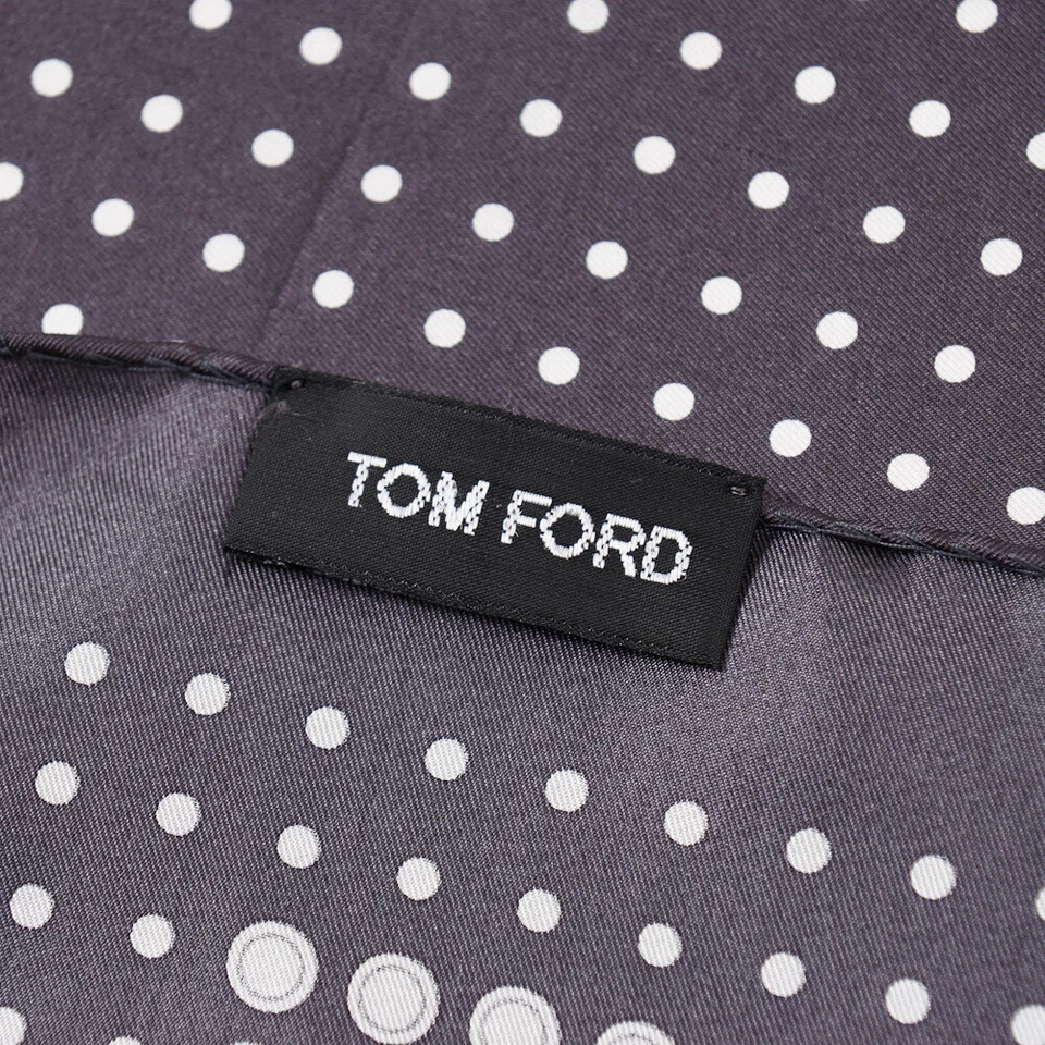Новый $180 TOM FORD уголь серый и белый точка печати шелковый карман квадратный - Изображение 3 из 4