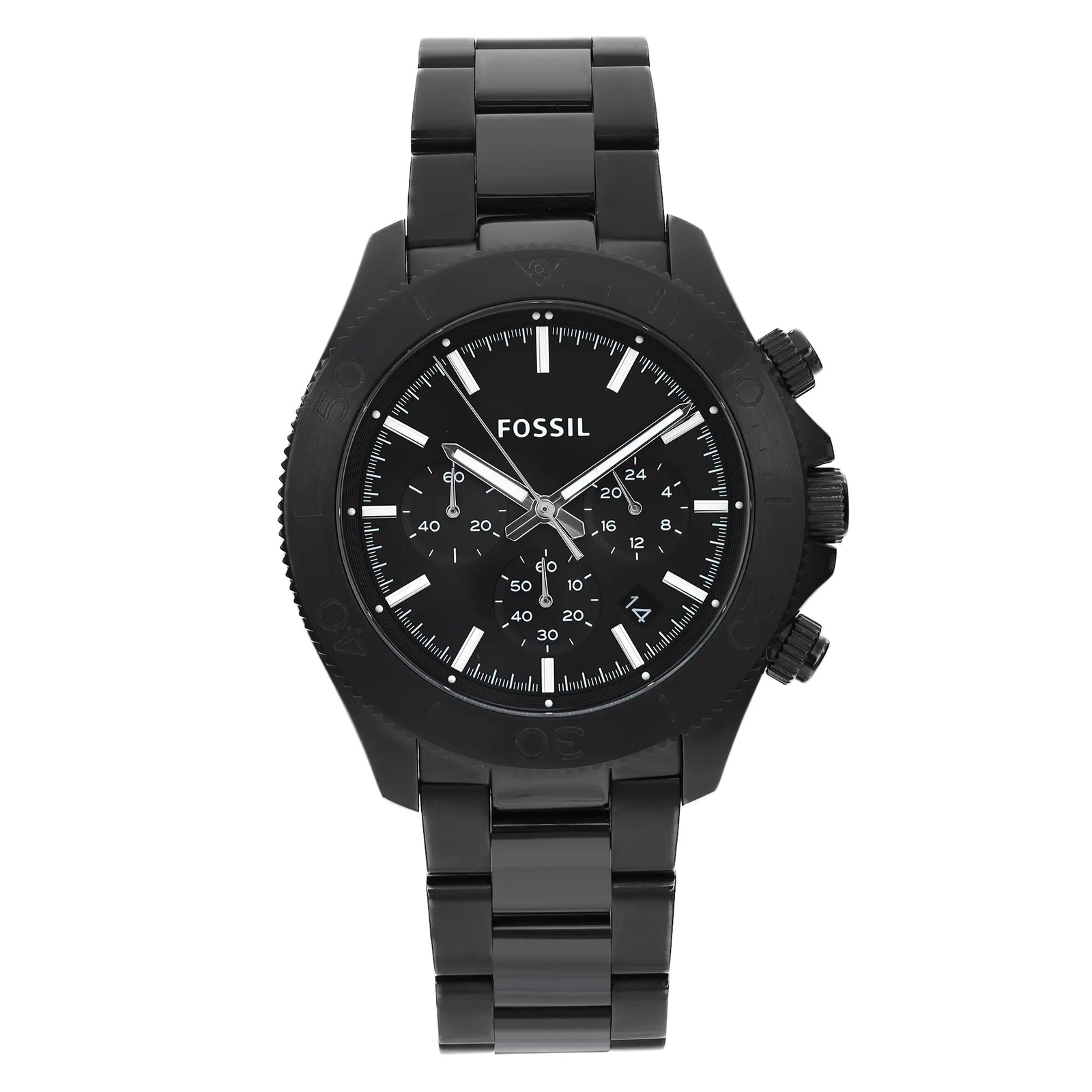Fossil Retro Traveler 45mm Steel Chronograph Black Dial Men Quartz Watch CH2895