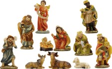 Krippenfiguren Set, Polyresin, 5 cm, handbemalt, 11 Teile für Weihnachtskrippe