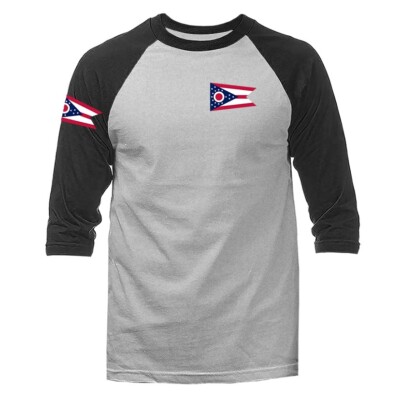 State of Ohio Flag Crest OH Graphic 3/4 Sleeve Raglan
