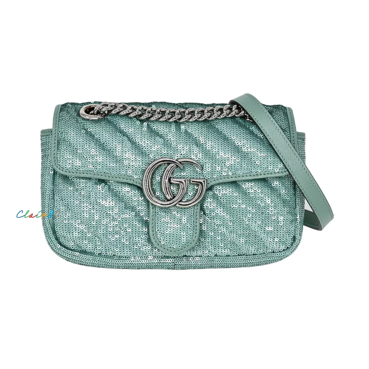 New Authentic Gucci 446744 GG Marmont Sequin Shoulder Bag