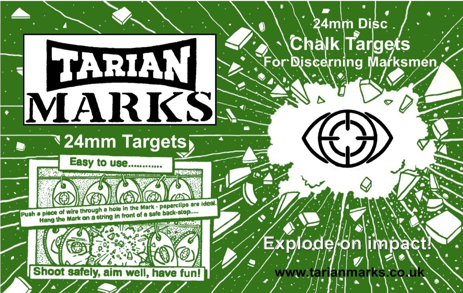 Tarian Marks 24mm white chalk targets, 600 in total. reactive pcp air