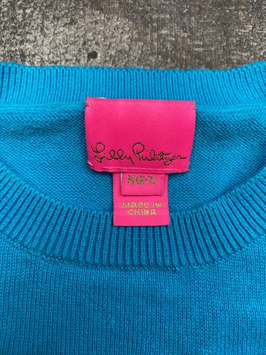 Lilly Pulitzer Girls Sz M Blue Bright Embroidered Pullover Sweater Long Sleeve - Picture 7 of 16