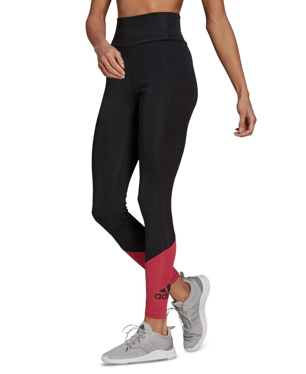 adidas Women's Mesh-Panel Full Length Leggings Black Size L MSRP