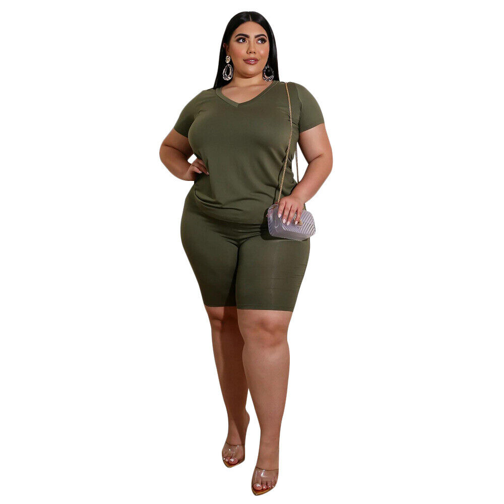 Fashion New Style Plus Size Women's Short-sleeved V-neck Off-the