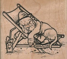 Sharpei Relaxing At The Beach 3 x 2 3/4" Rubber Stamp, Dog Stamp, Dog Lover