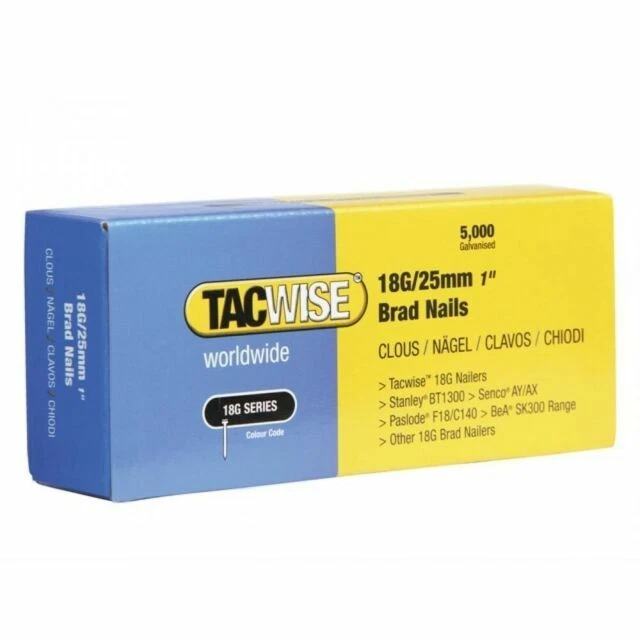 Tacwise 18 Gauge 25mm Brad Nails - Pack of 5000