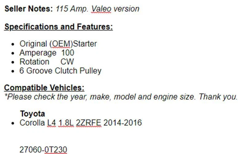 (115 А) для генератора переменного тока Toyota Corolla (1,8 л) 2014 2015 2016 2017 2018 годов выпуска - Изображение 2 из 4