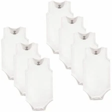 Luvable Friends Sleeveless Bodysuits, 7-Pack, White Sleeveless