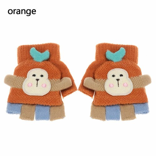 Warm Knitted Flip Top Fingerless Baby Gloves Children Mittens Half Finger Cover - Picture 12 of 18