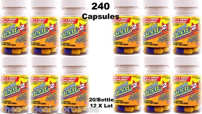 Stacker Two Stacker two Weight Loss+ Energy Herbal 20/Bottle (Lot 12)= 240 Capsules ...