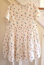 Madewell Short-Sleeve Tiered Mini Dress Clipdot Floral Heyday Size XL Cotton