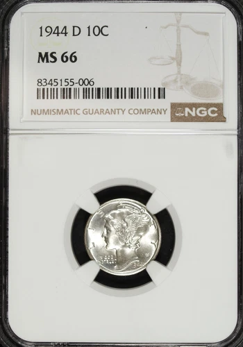 1944 D NGC MS 66 Mercury Silver Dime ☆☆ Great For Sets ☆☆ 006