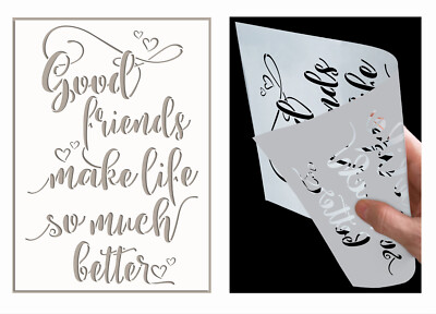 Quote STENCIL Good Friends Word Vintage Paint Wall Furniture Reusable Craft QU72