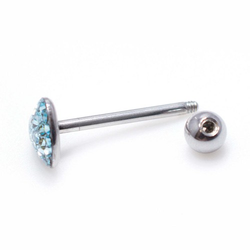 Surgical Steel Tongue Ring Barbell 14 Gauge 5/8" Epoxy Paved Gem Heart - 第 8/24 張圖片
