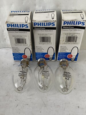 Lot Of 3 Philips MHC70/U/M/3K  Metal Halide Lamp, ED17 Bulb Shape 70W