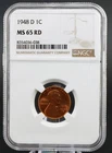 1948-D Lincoln Wheat Cent NGC MS 65 RD Mint State 65 Red 1C Coin