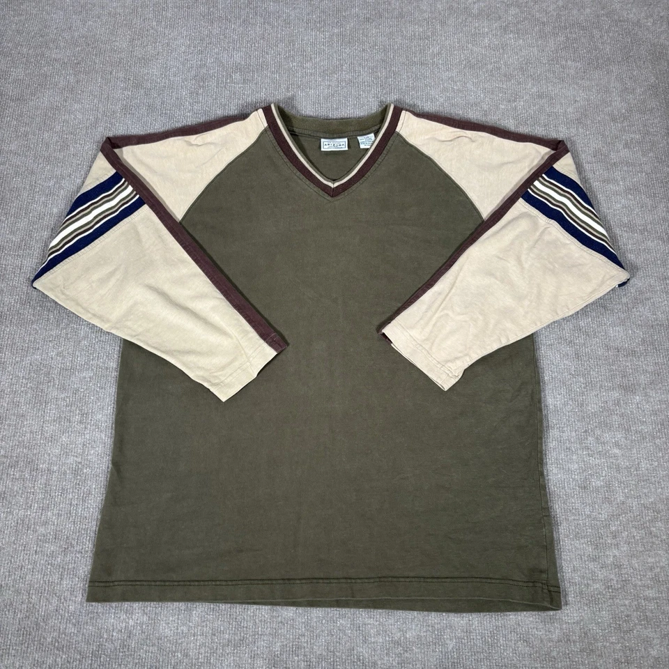 Camisa Arizona Vintage Años 90 Para Hombre L Verde Rayas Manga Larga Patinador Surf Grunge Foto 2 de 4