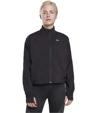 Reebok Womens Solid Running Essentials Windbreaker Jacket, Black, Small